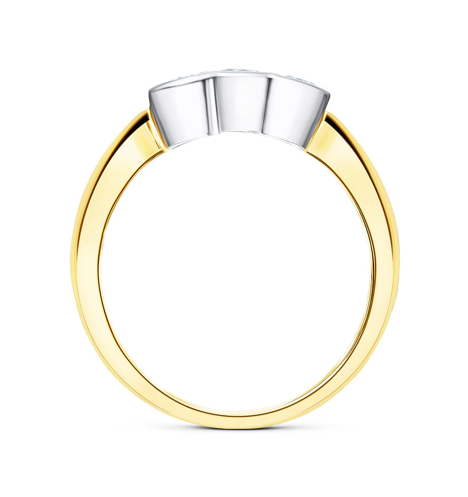 18K Gold Three Stone Diamond Rubover Ring 0.50ct - SIZE M