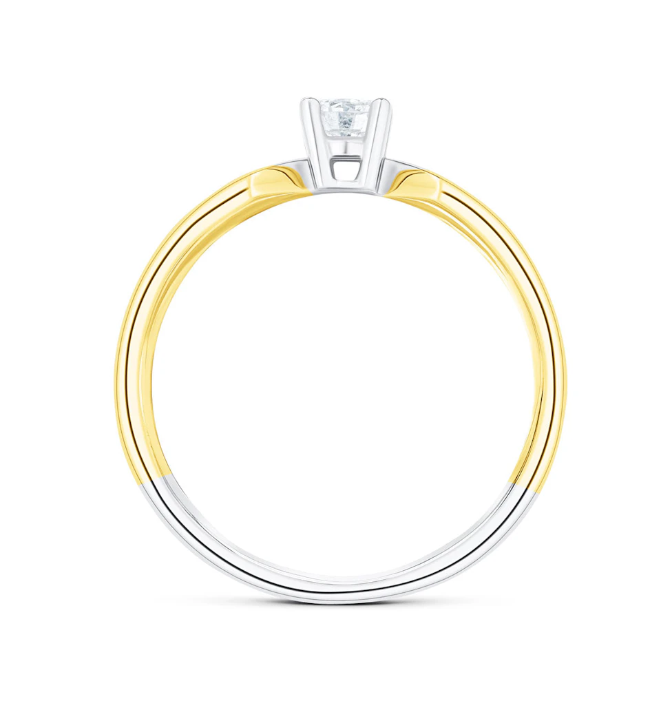 18K Three Tone Diamond Solitaire Ring 0.20CT