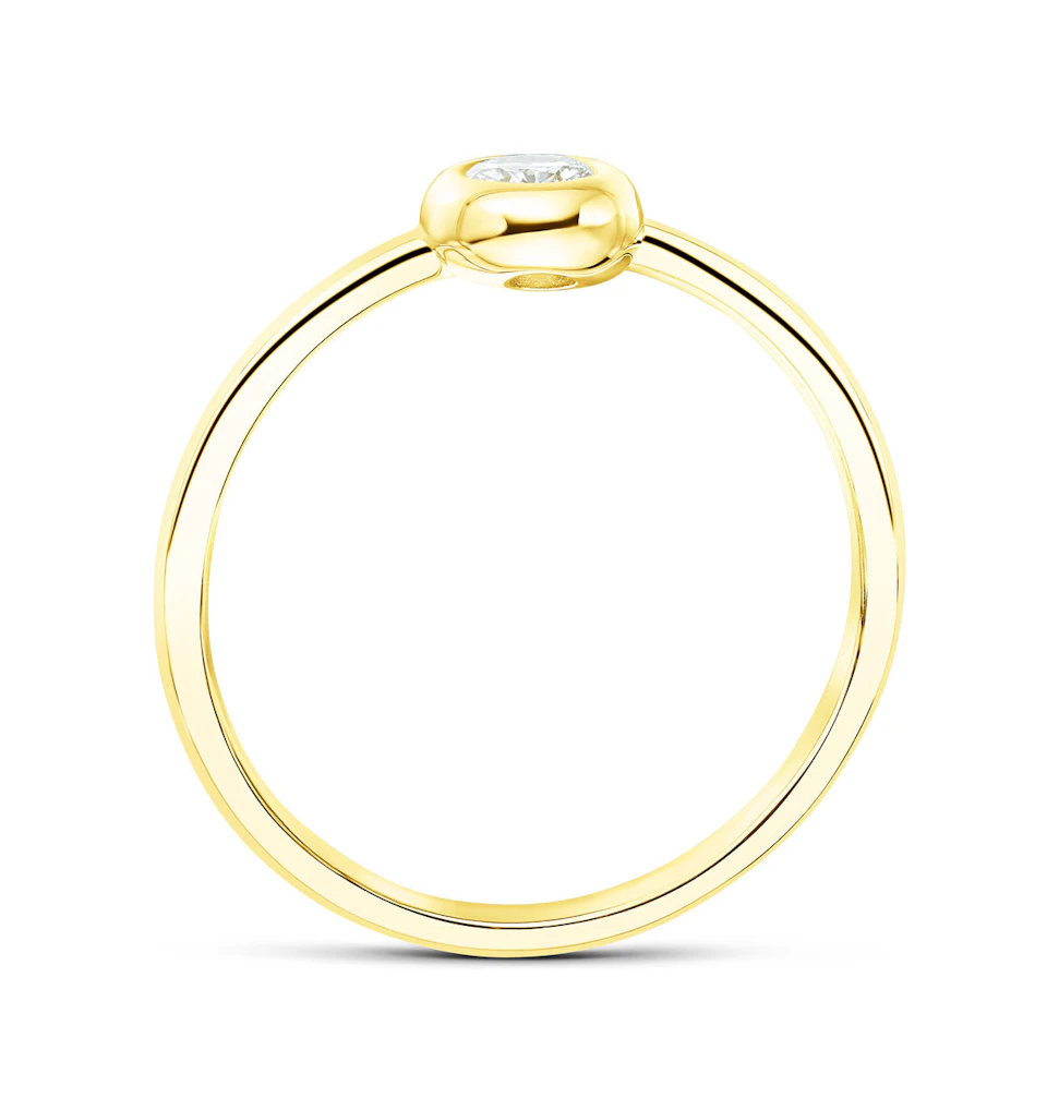 18K Gold Single Stone Diamond Rubover Ring 0.15ct -SIZE K