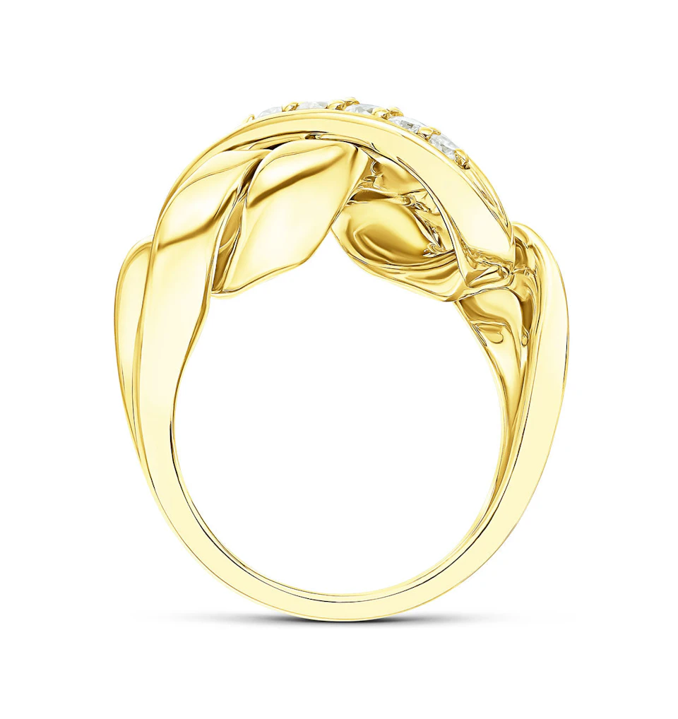14K Gold Pave Diamond Twist Design Ring Item - SIZE M
