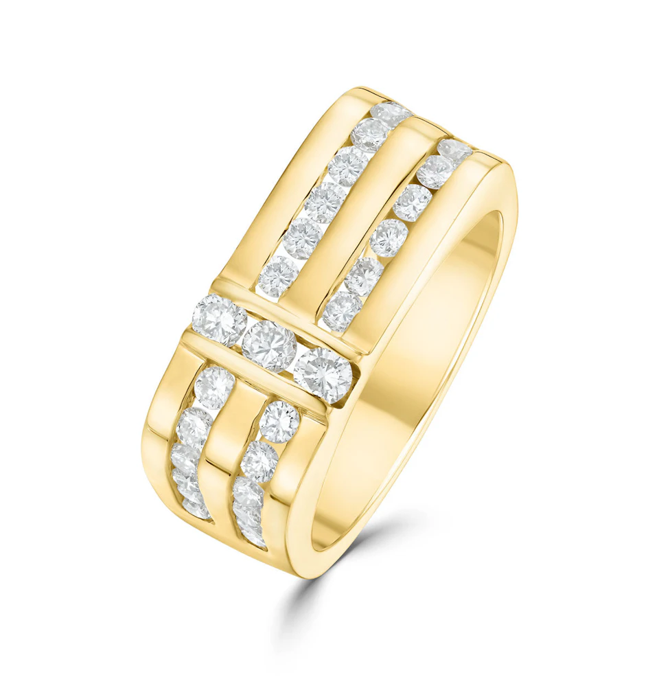 14K Gold Channel Set Diamond Half Eternity Ring - SIZE N