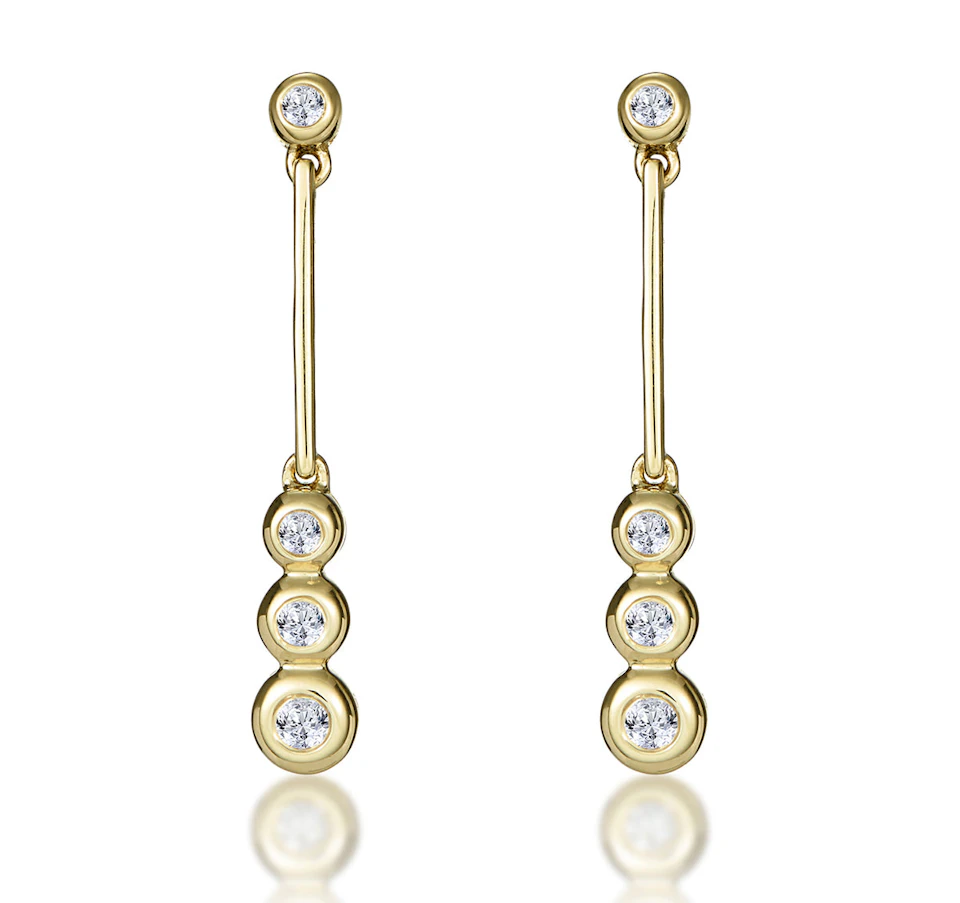 Trilogy Drop Earrings 0.12ct Lab Diamonds 18K Gold Vermeil