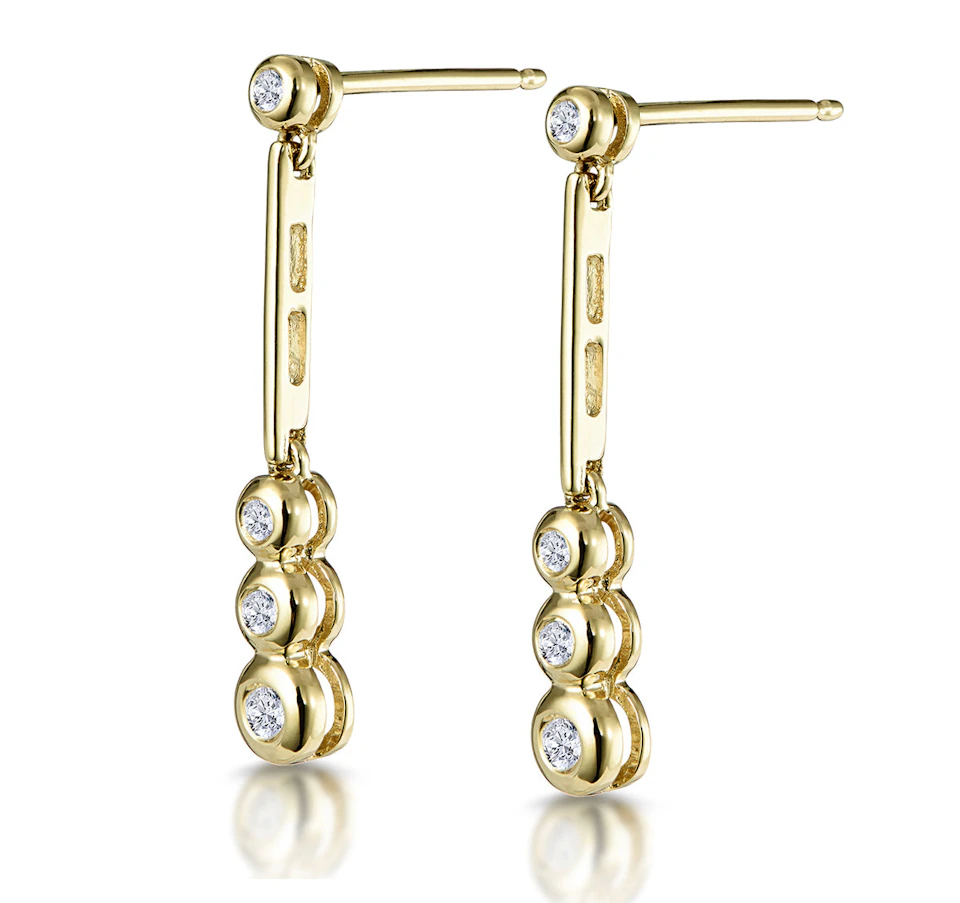 Small Drop Earrings 0.12ct Diamond 9K Yellow Gold