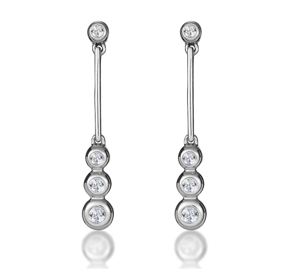 Small Drop Earrings 0.12ct Diamond 9K White Gold