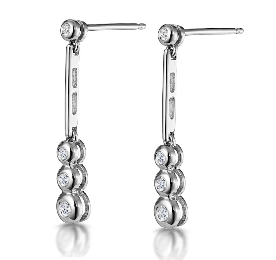 Small Drop Earrings 0.12ct Diamond 9K White Gold