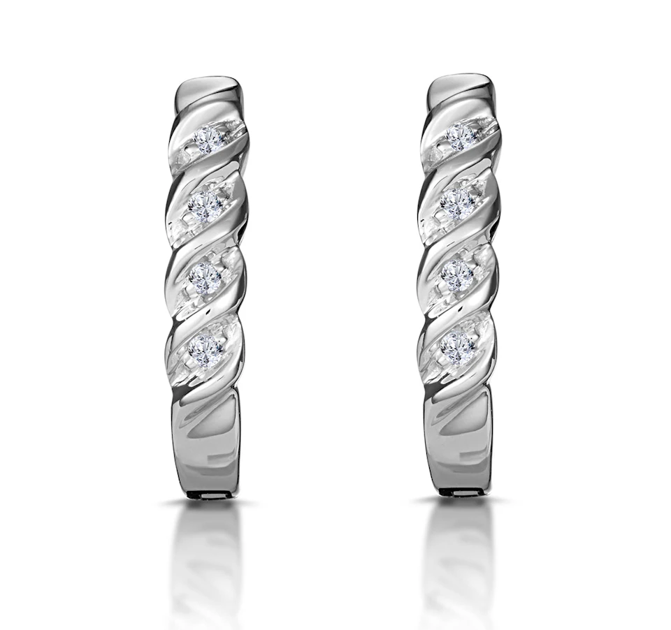 Hoop Earrings 0.07ct Diamond 9K White Gold