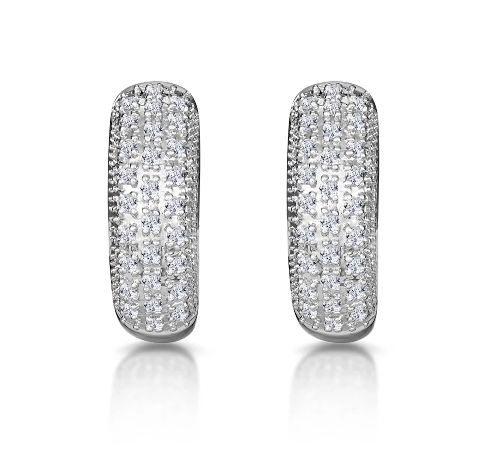 Huggie Earrings Lab Diamond Pave Set 0.33ct in 925 Silver