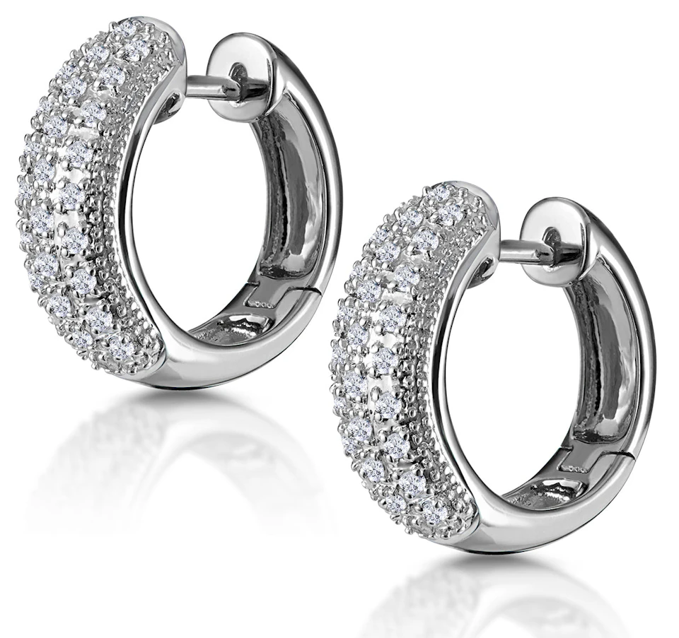 Huggie Earrings 0.33ct Diamond 9K White Gold