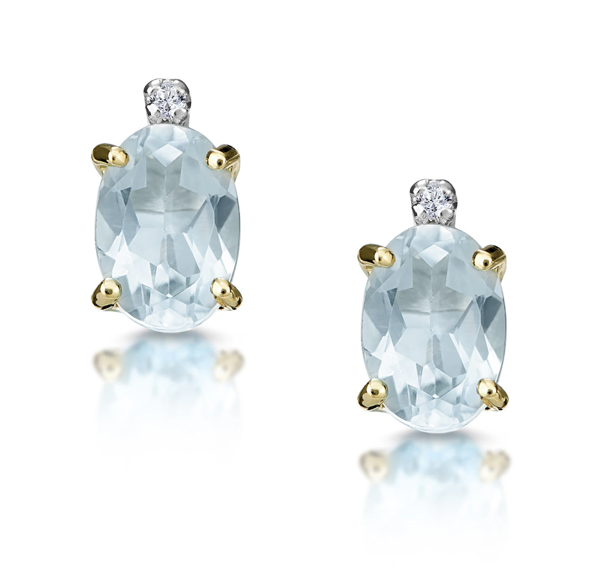 Aquamarine 0.80CT And Diamond 9K Yellow Gold Earrings