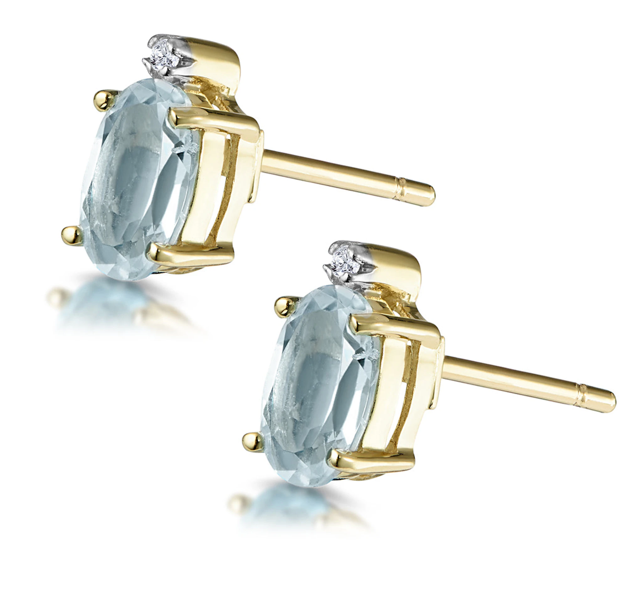 Aquamarine 0.80CT And Diamond 9K Yellow Gold Earrings