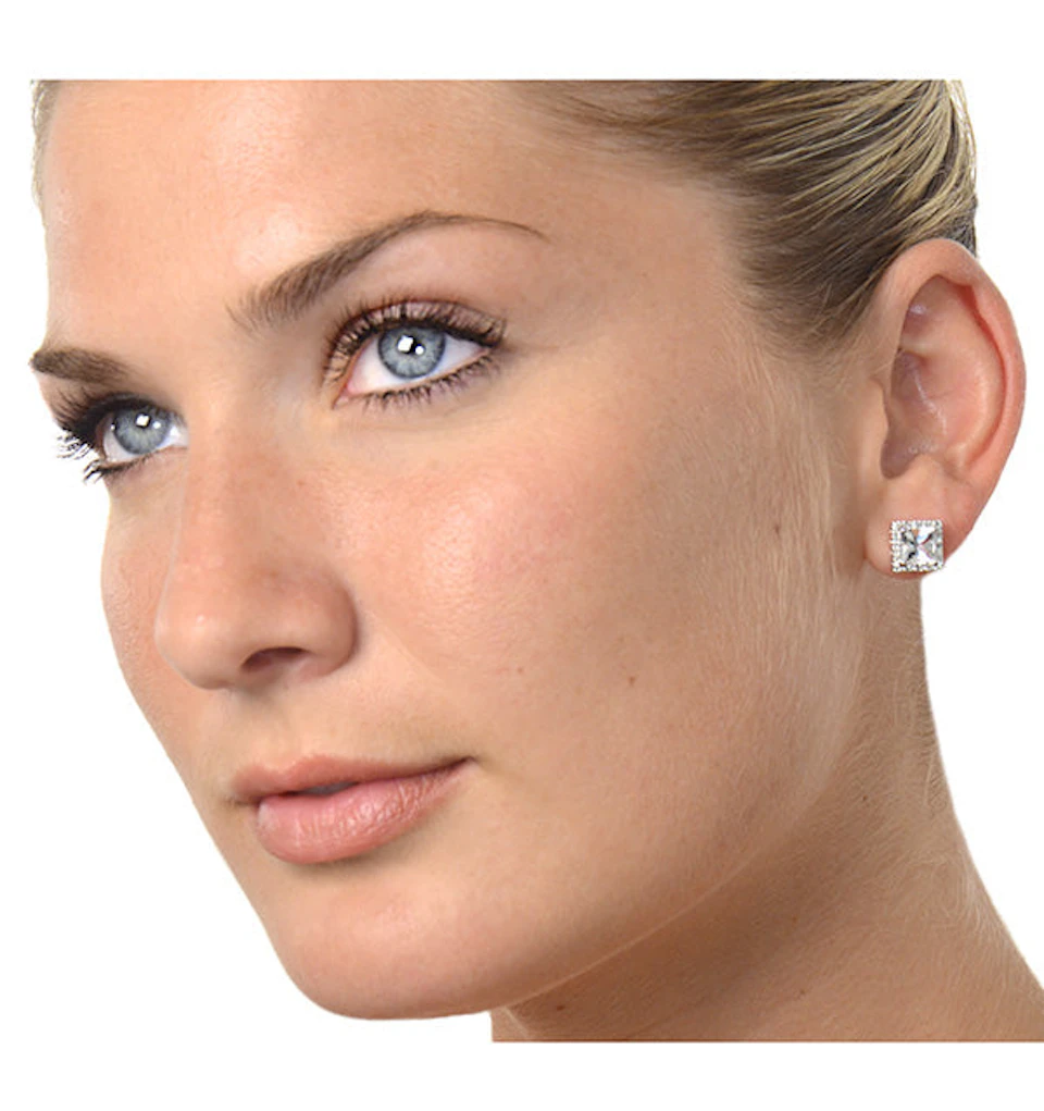 Aquamarine 1.90CT And Diamond 9K White Gold Earrings
