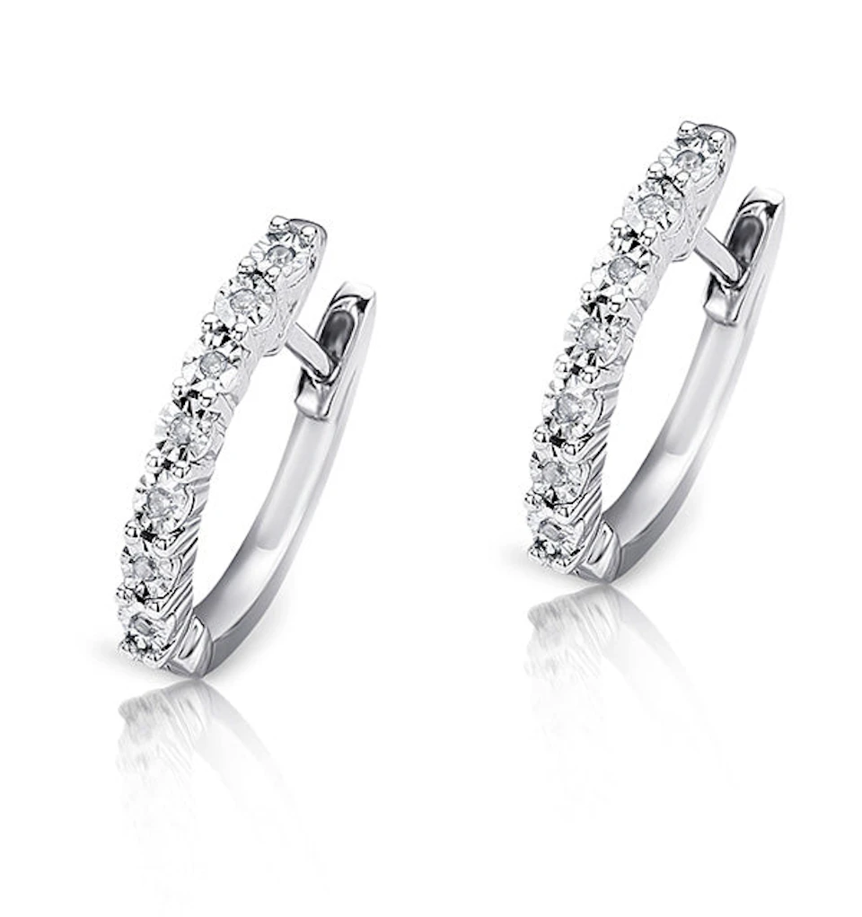 0.06ct Diamond and 9K White Gold Earrings - H4557