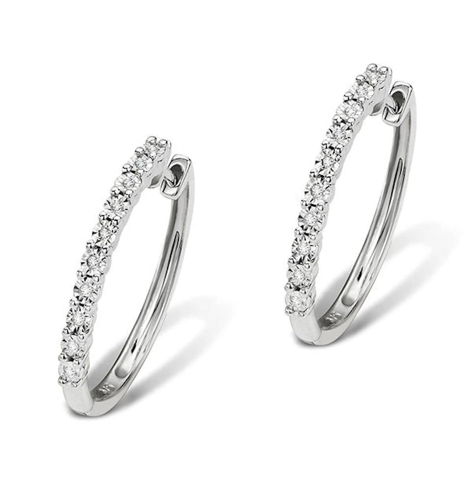 0.08ct Diamond and 9K White Gold Earrings - H4558