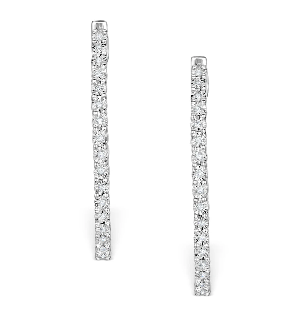 Hoop Earrings 30mm Diamond and 9K White Gold H4569