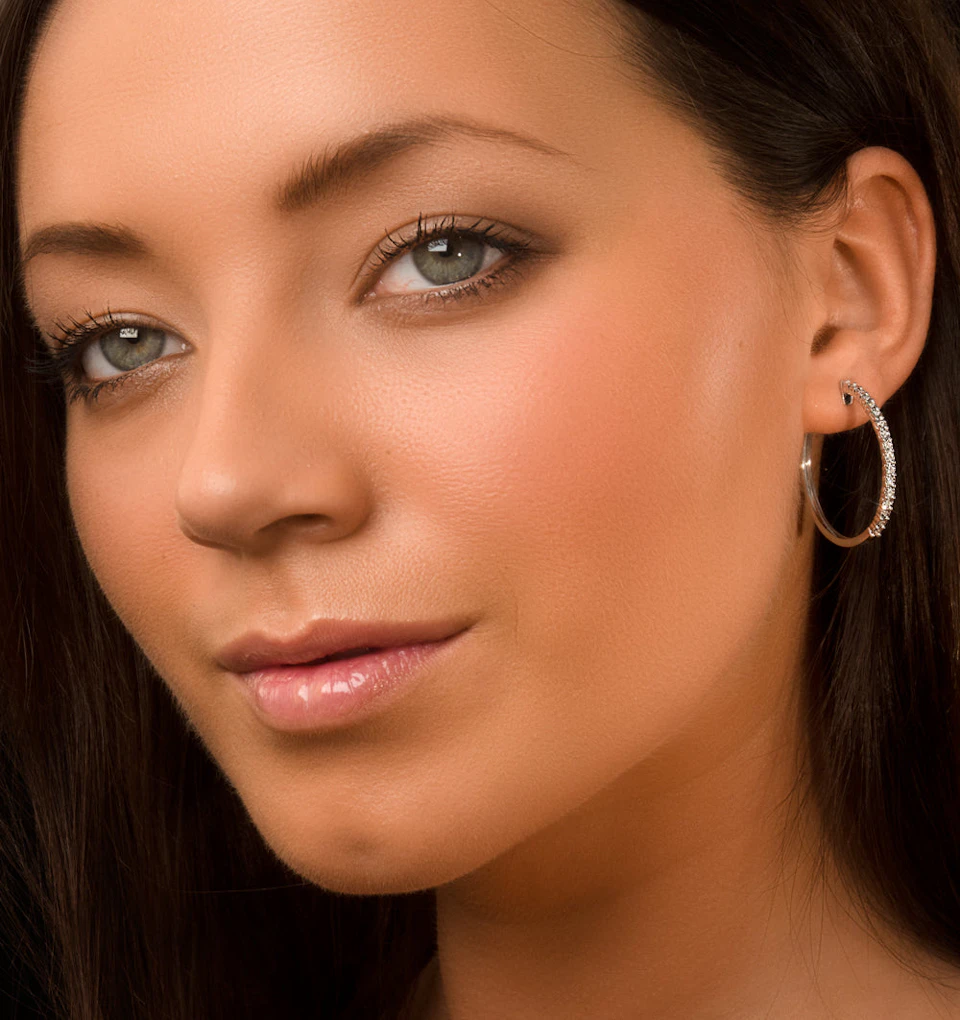 Hoop Earrings 30mm Diamond and 9K White Gold H4569