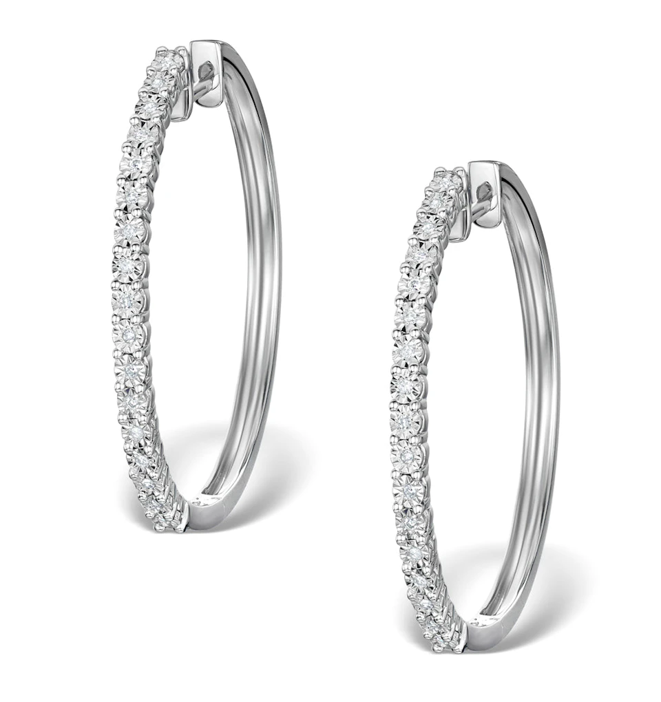 Hoop Earrings 30mm Diamond and 9K White Gold H4569