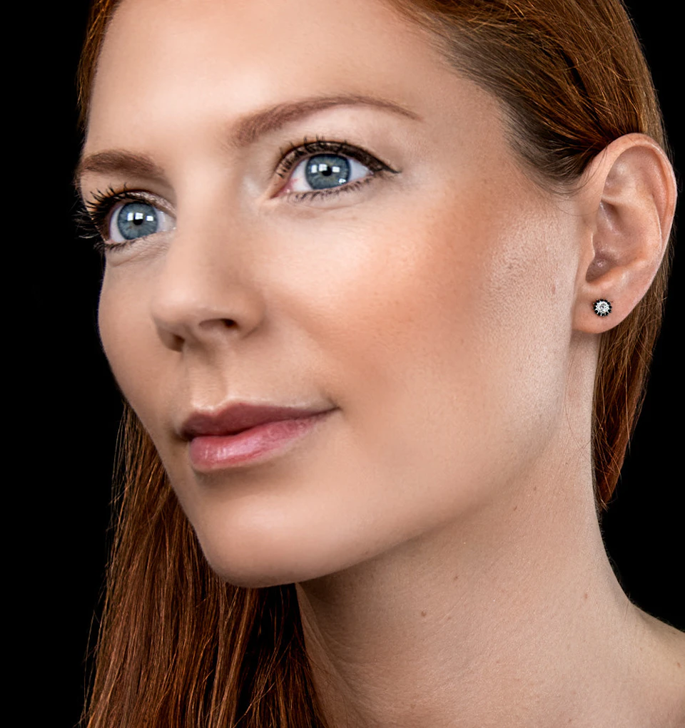 Black Diamond and Diamond Stellato Earrings in 9K White Gold