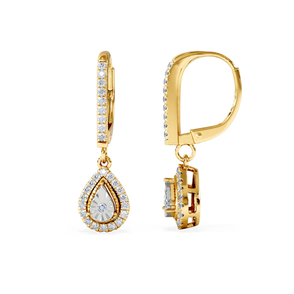Masami Lab Diamond Pear Halo Earrings 0.20ct Pave Set in 18K Gold Vermeil