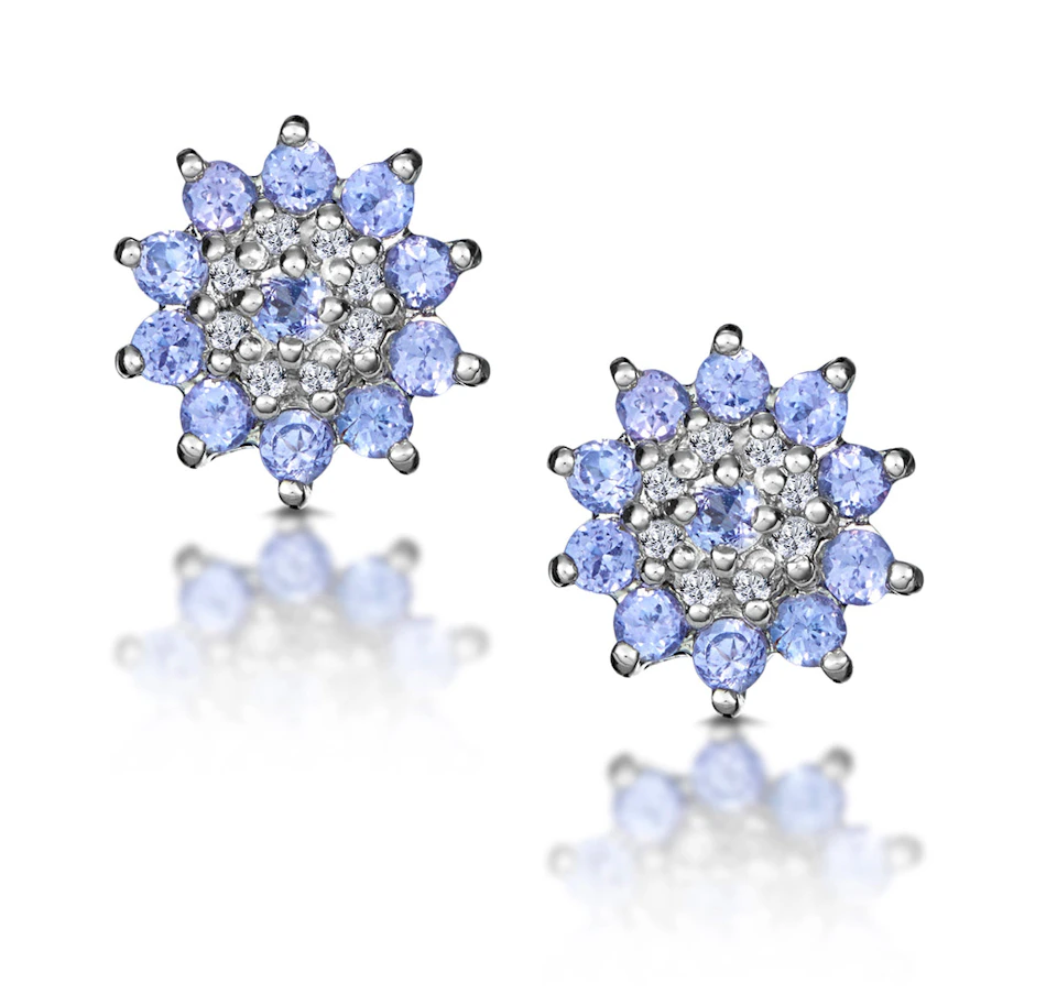 Tanzanite 0.52CT And Diamond 9K White Gold Earrings
