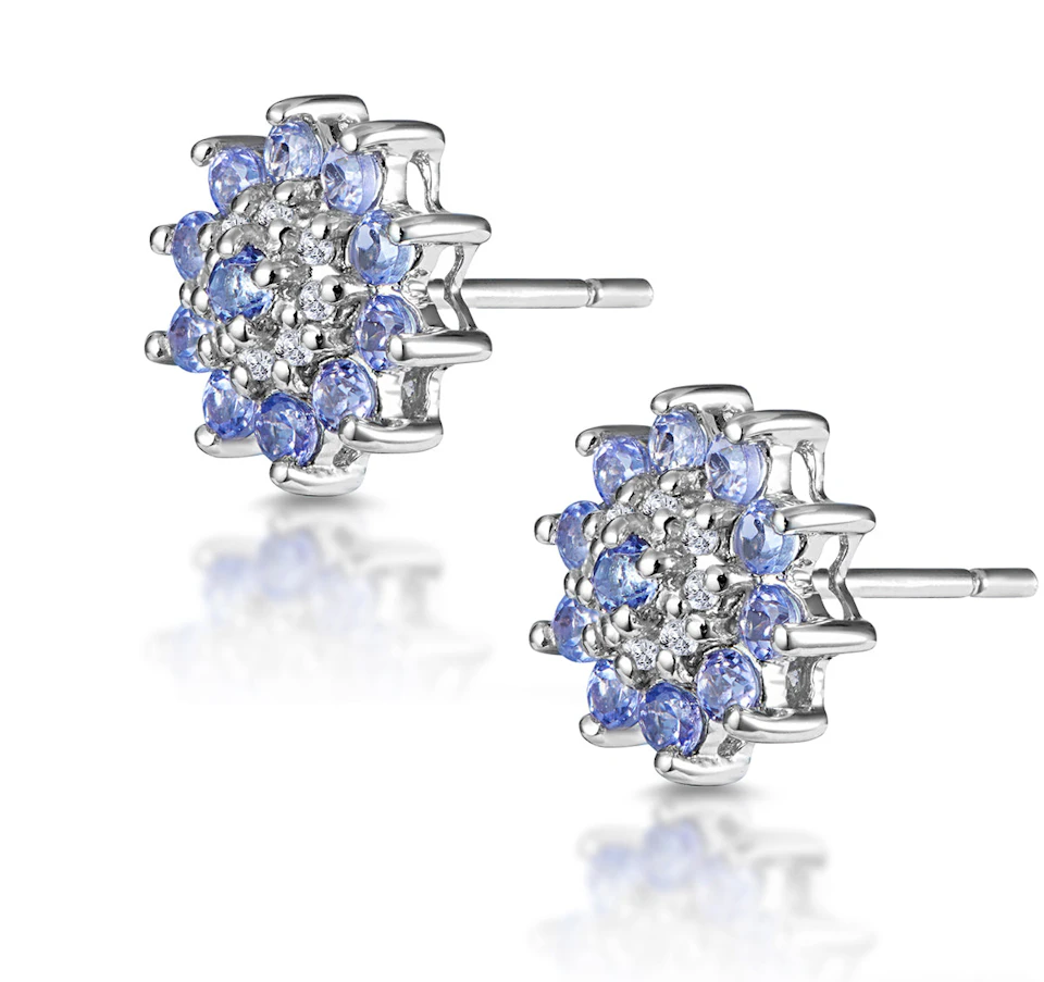Tanzanite 0.52CT And Diamond 9K White Gold Earrings