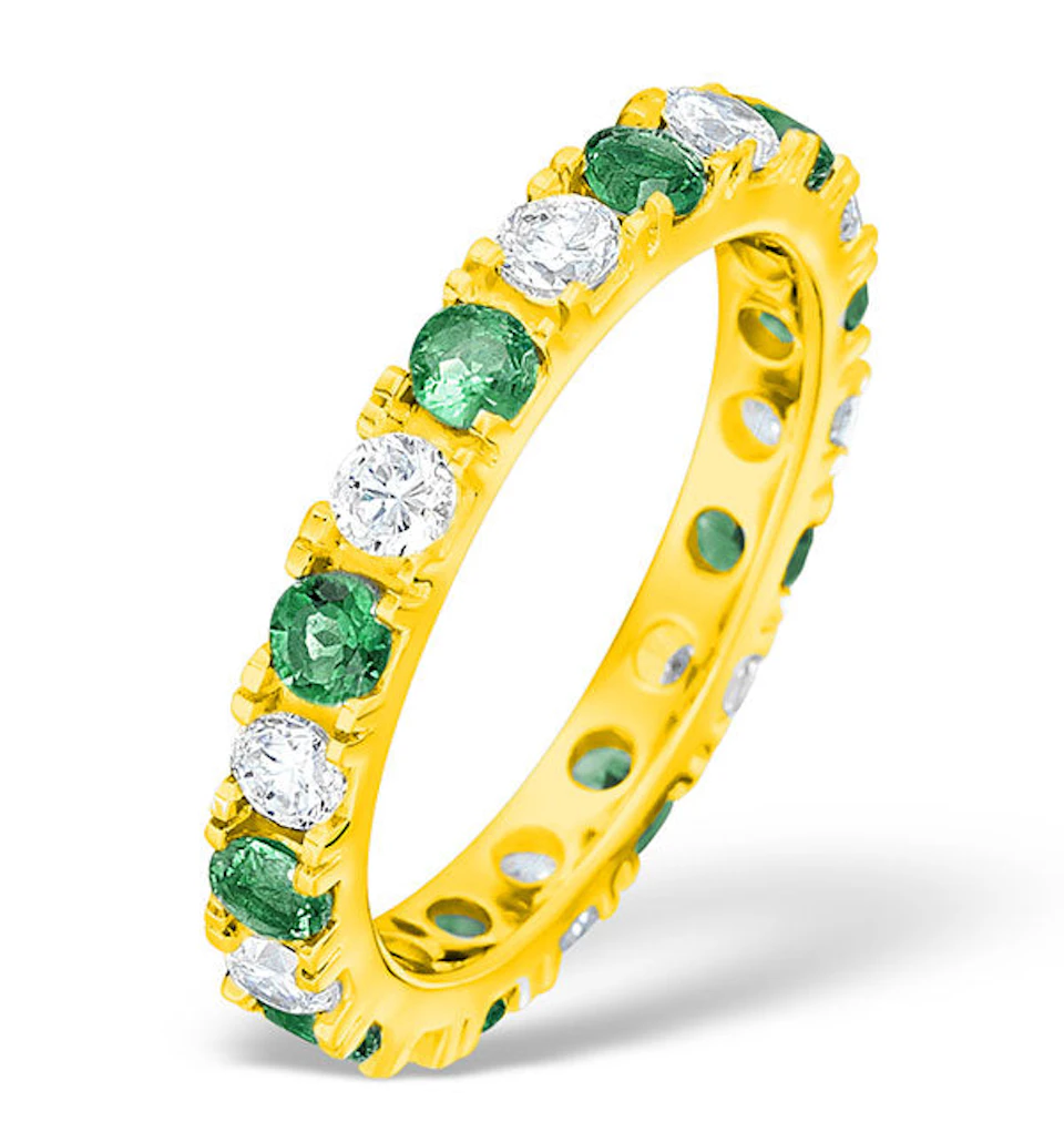 Poppy 18K Gold Emerald 0.70ct and G/VS 2CT Diamond Eternity Ring