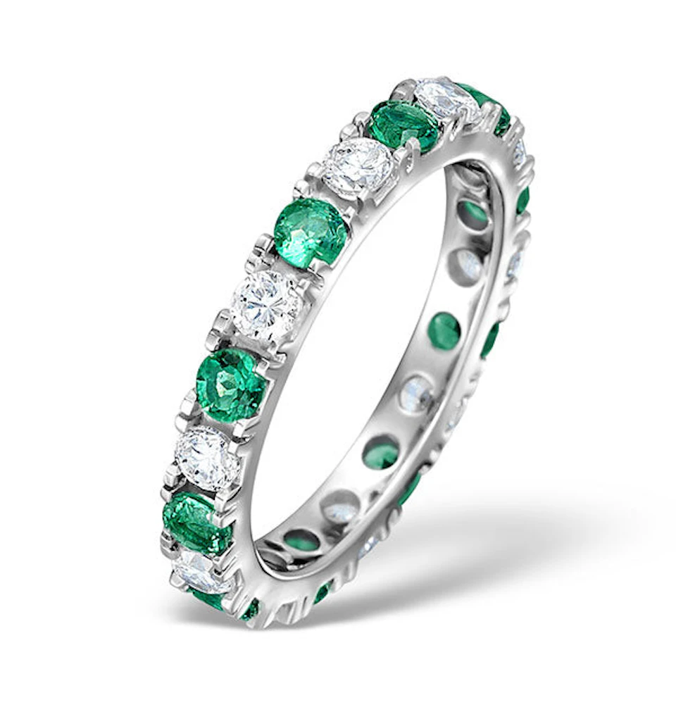 Emerald 0.70ct H/SI Diamond Platinum Eternity Ring Item HG20-322GJUS