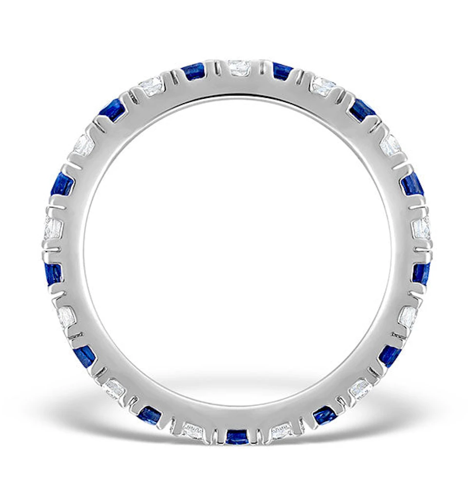 Sapphire 0.90ct And H/SI Diamond Platinum Eternity Ring