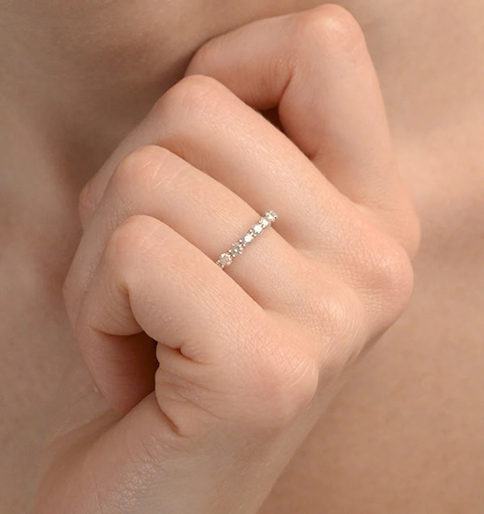 Chloe Lab Diamond Eternity Ring 18K Gold Claw Set 1.00ct H/Si