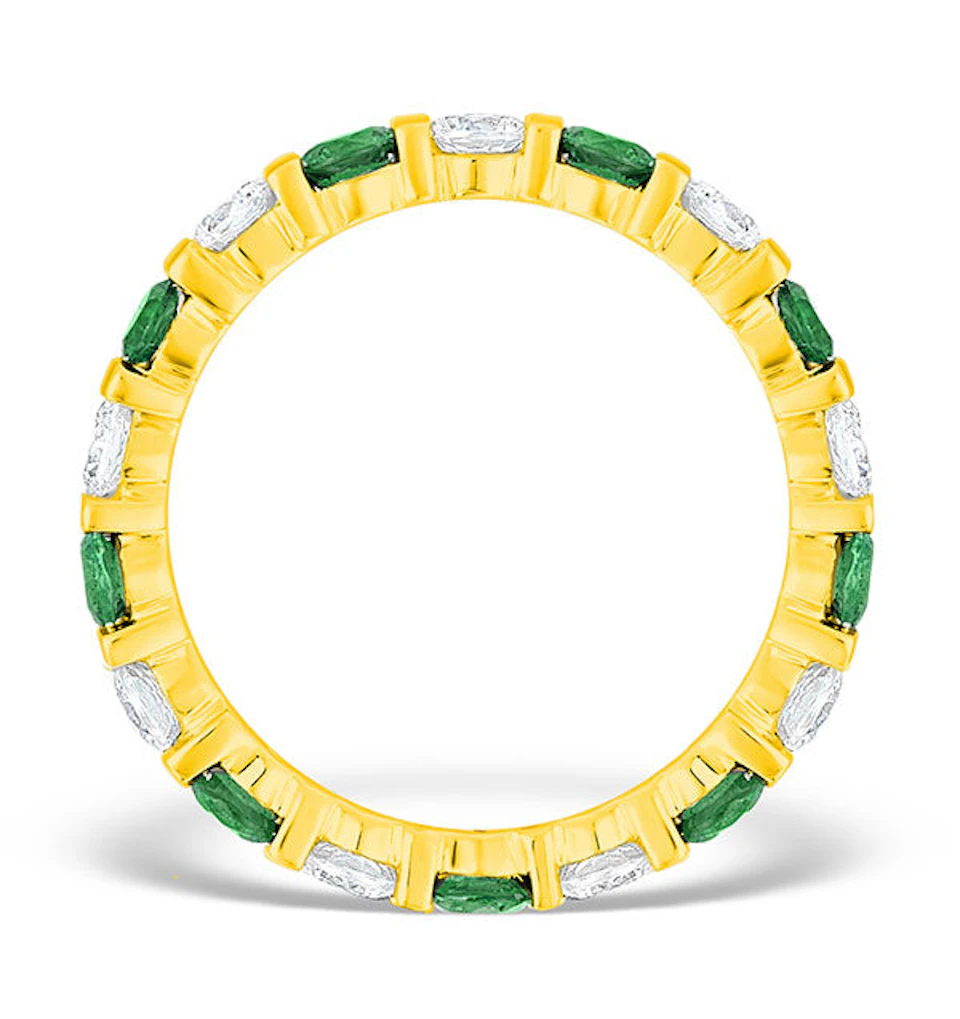 Hannah 18K Gold Emerald 0.70ct and H/SI 2CT Diamond Eternity Ring
