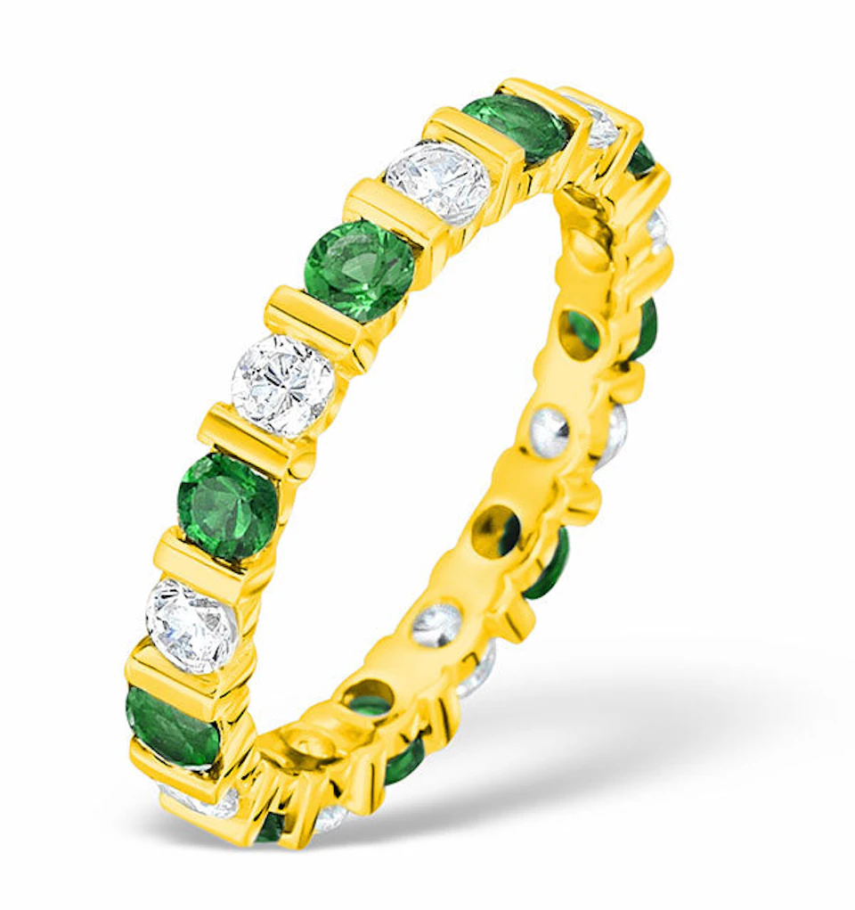 Hannah 18K Gold Emerald 0.70ct and H/SI 2CT Diamond Eternity Ring