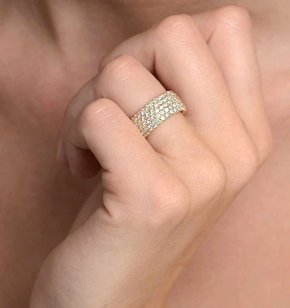 Mens 3ct G/Vs Diamond 18K Gold Full Band Ring