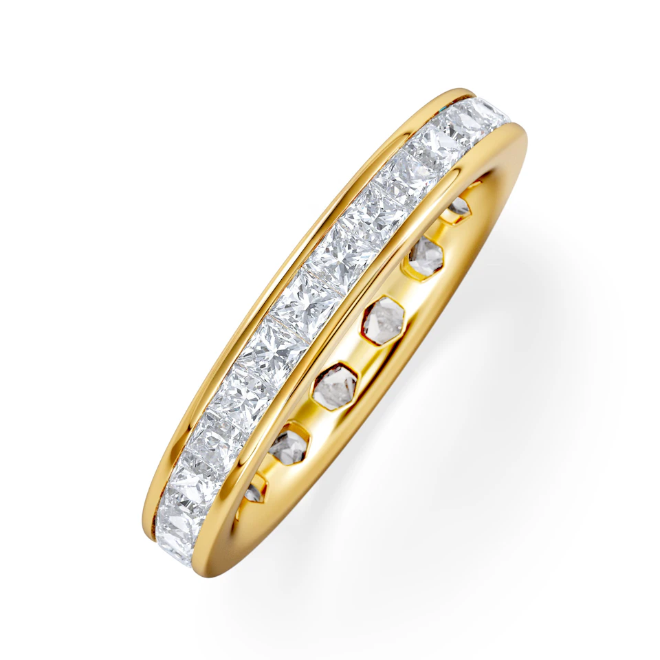 Lauren Lab Princess Diamond Eternity Ring 18K Gold 2.00ct G/Vs