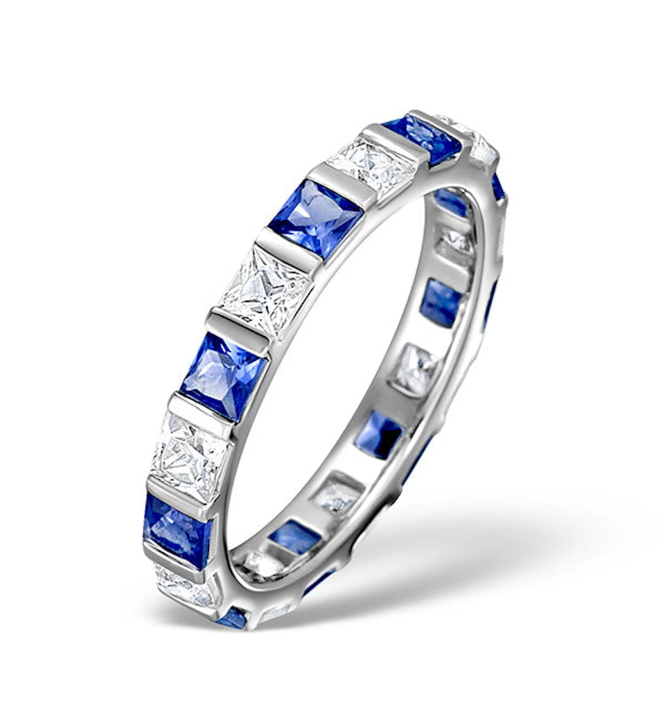 Sapphire 1.30ct And Diamond Platinum Eternity Ring