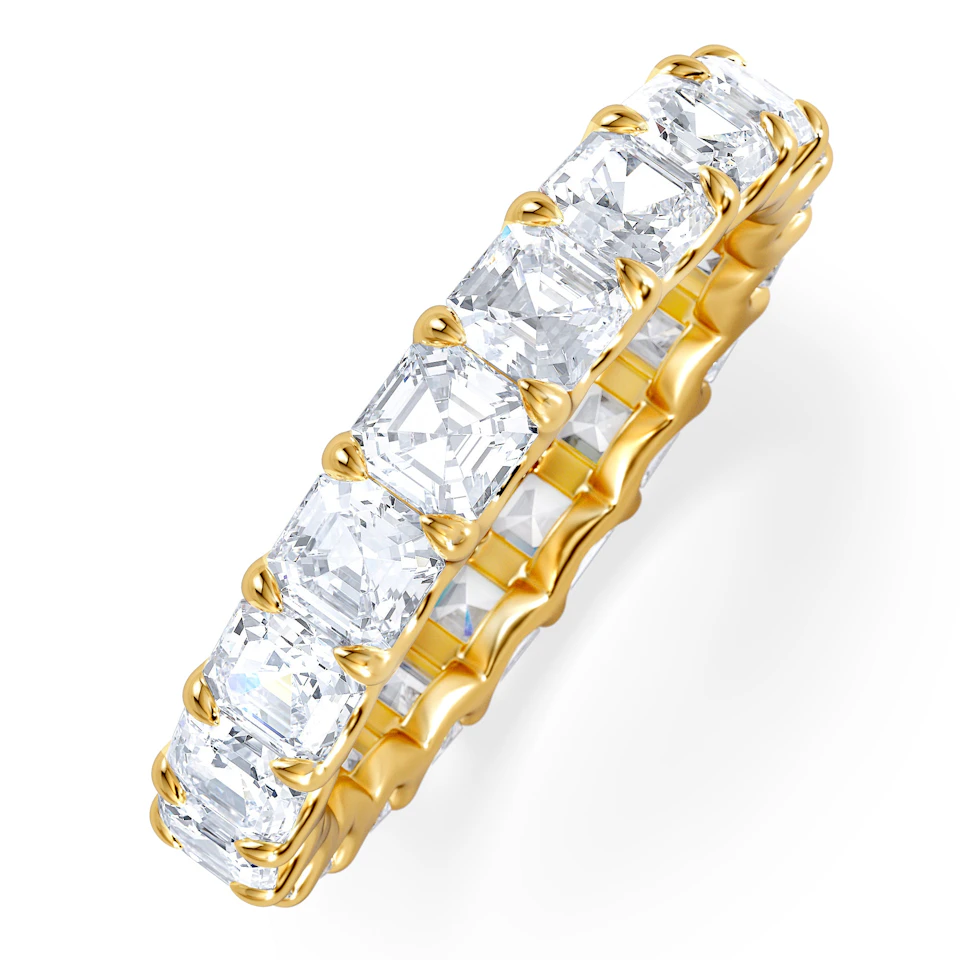 Elisa Diamond Eternity Ring Asscher Cut 5.98ct VVs 18K Gold Size O-W