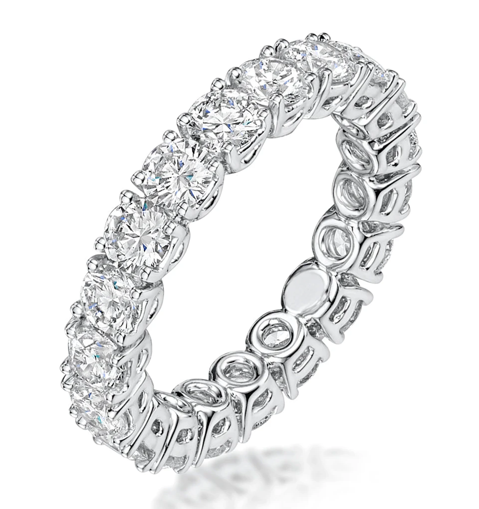 Stella Diamond Eternity Ring Round Cut 2.7ct VVs Platinum Size J-N