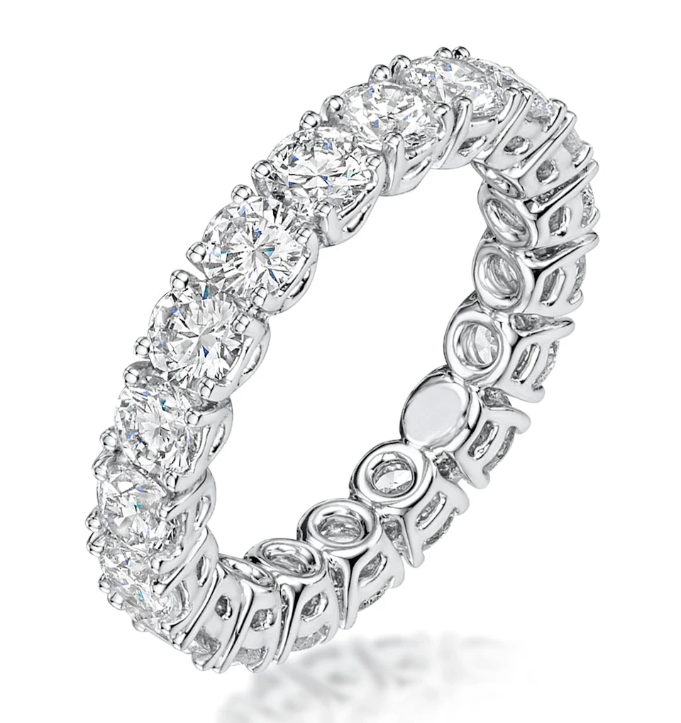 Stella Diamond Eternity Ring Round Cut 2.9ct VVs Platinum Size O-W