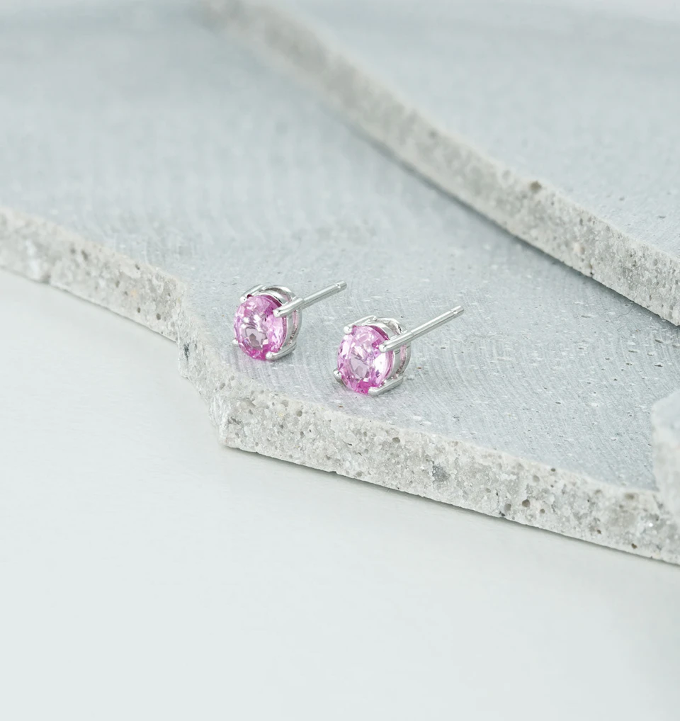 Pink Sapphire 0.45ct 9K White Gold Earrings