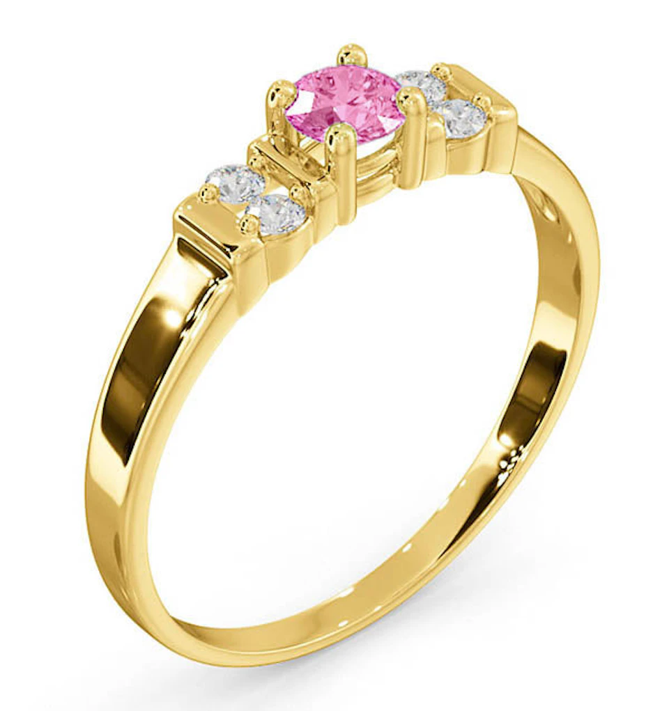 18K Gold Diamond and Pink Sapphire Ring 0.10ct