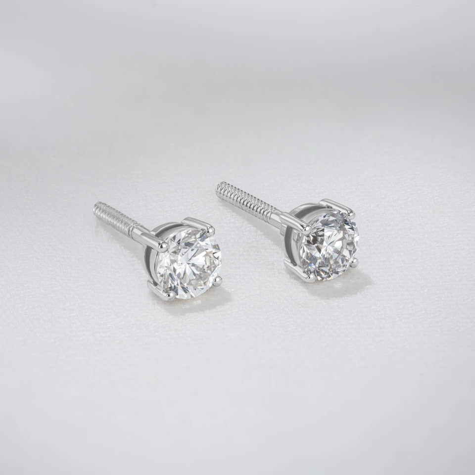 Diamond Earrings 1.00CT Studs Premium Quality in 18K White Gold 5.1mm