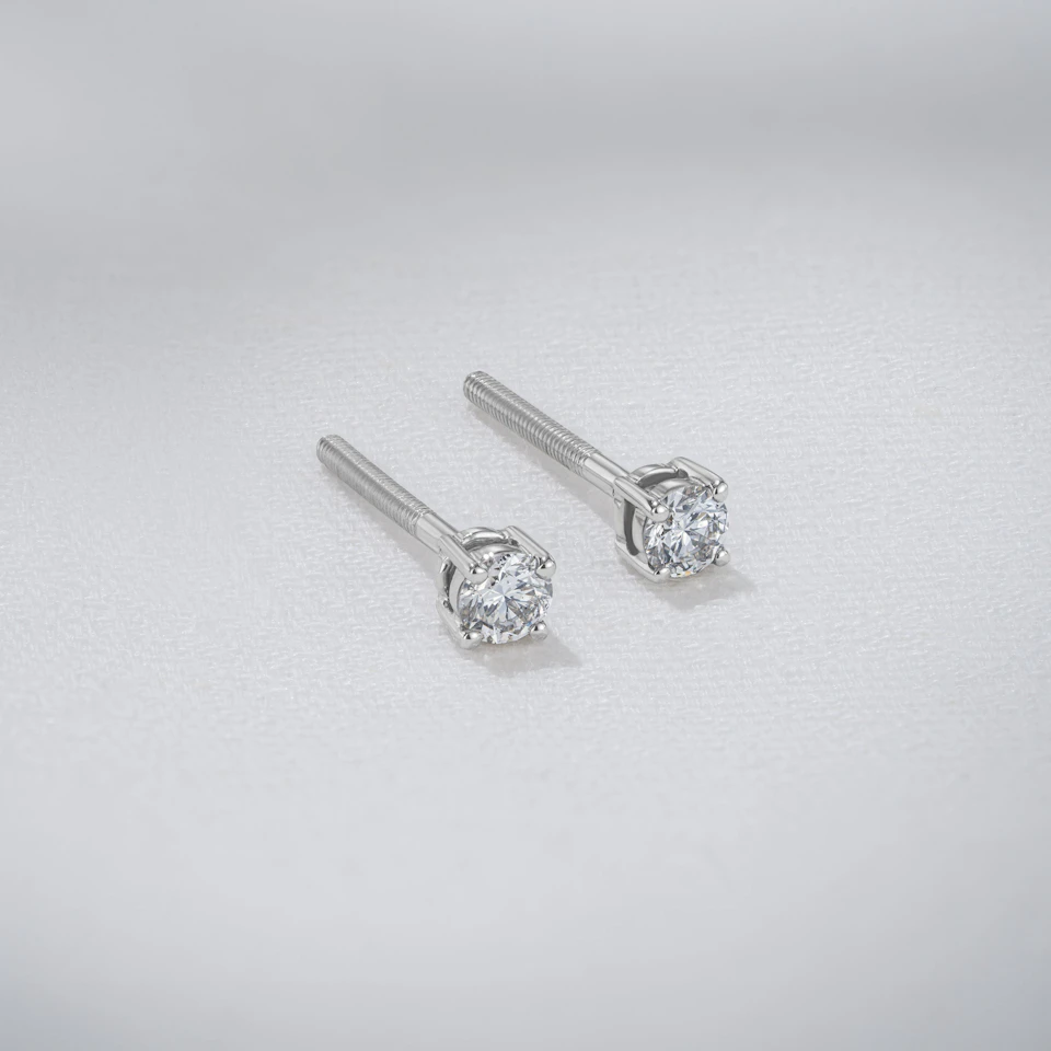Diamond Earrings 0.20CT Studs Premium Quality in 18K White Gold - 3mm