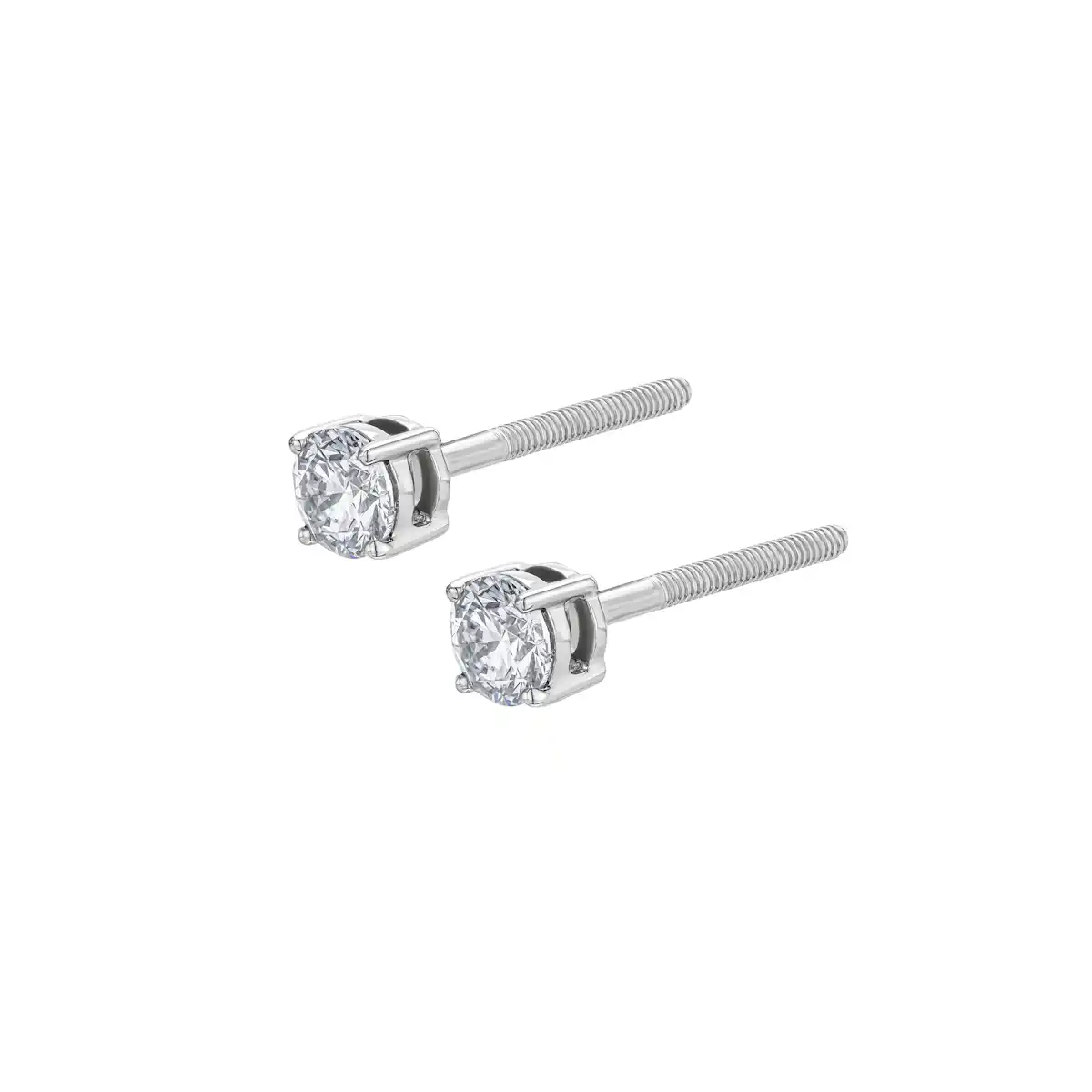 Diamond Earrings 0.50CT Studss Premium Quality in 18K White Gold 4.1mm