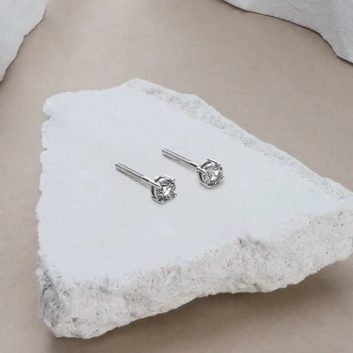 Diamond Earrings 0.50CT Studss Premium Quality in 18K White Gold 4.1mm