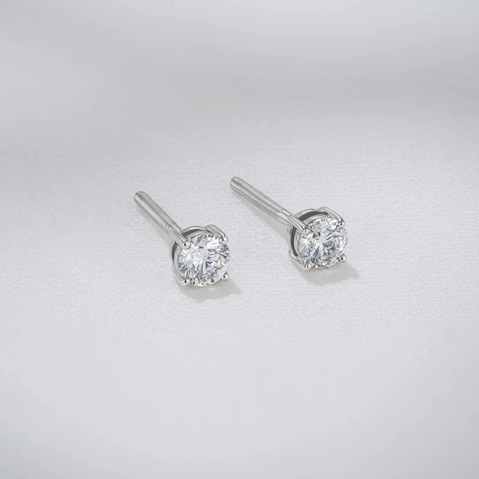 Diamond Earrings 0.50CT Studss Premium Quality in 18K White Gold 4.1mm