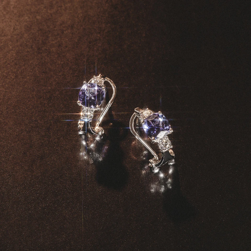 2.20ct Tanzanite Asteria Collection Diamond Earrings 18K White Gold