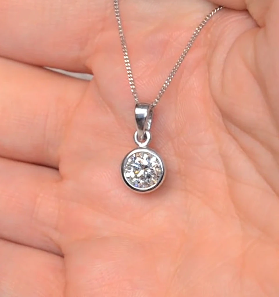 Certified Lab Diamond 1.00CT Emily 18K White Gold Pendant Necklace F/VS