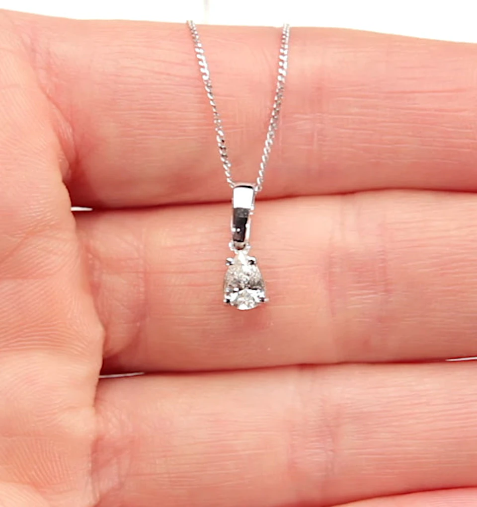Keira 18K White Gold Pear Shape Lab Diamond Pendant Necklace 0.33CT F/VS