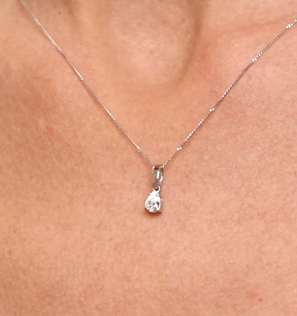 Keira 18K White Gold Pear Shape Lab Diamond Pendant Necklace 0.33CT F/VS