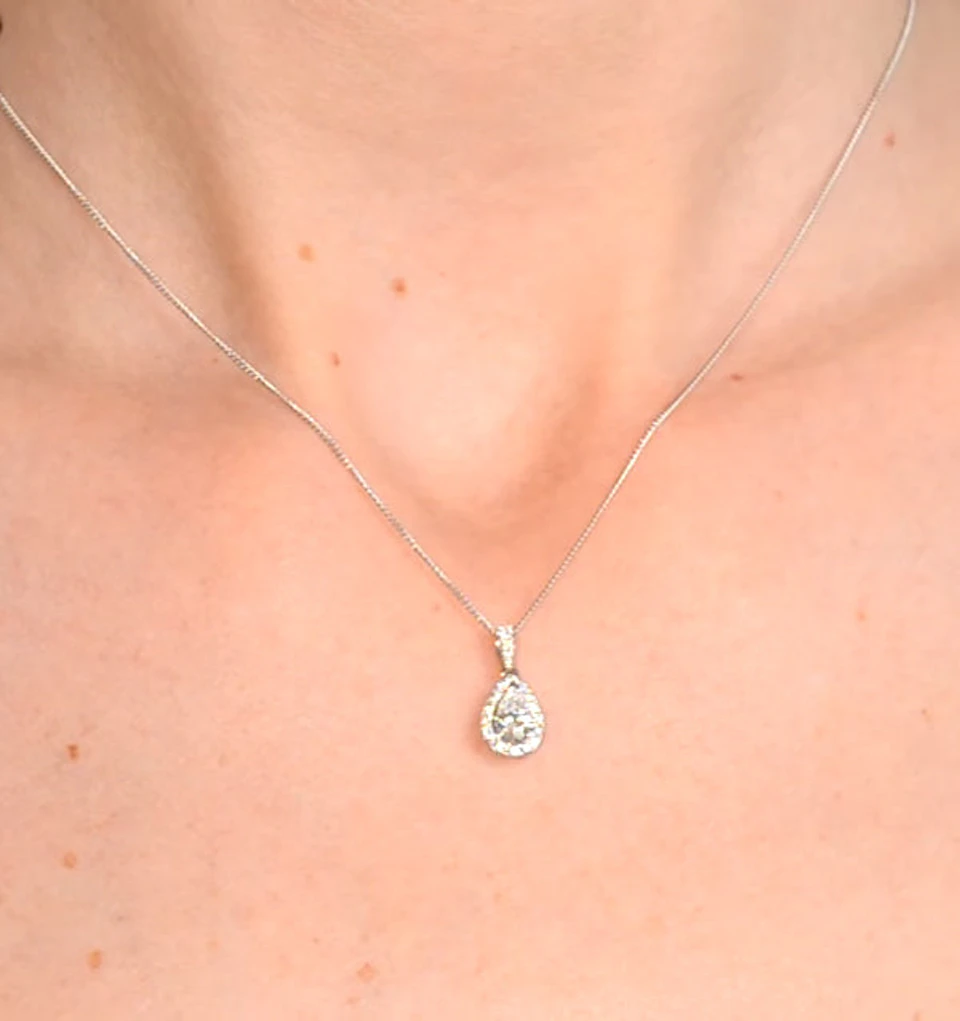 Ella 18K White Gold Diamond Pear Shape Pendant 0.70ct H/SI