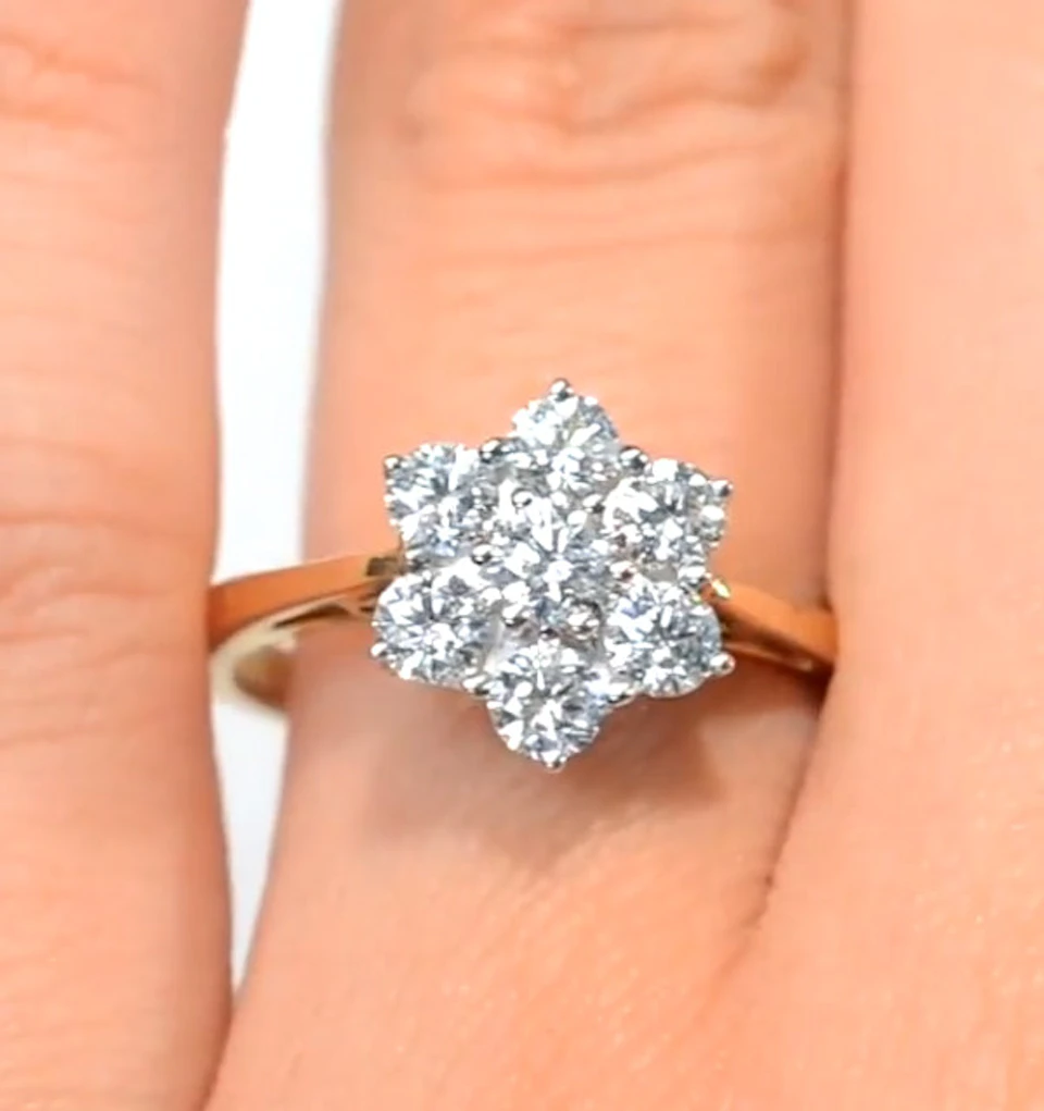 Millie 18K Gold Diamond Cluster Ring 1.00CT H/SI - FT20-322JUA