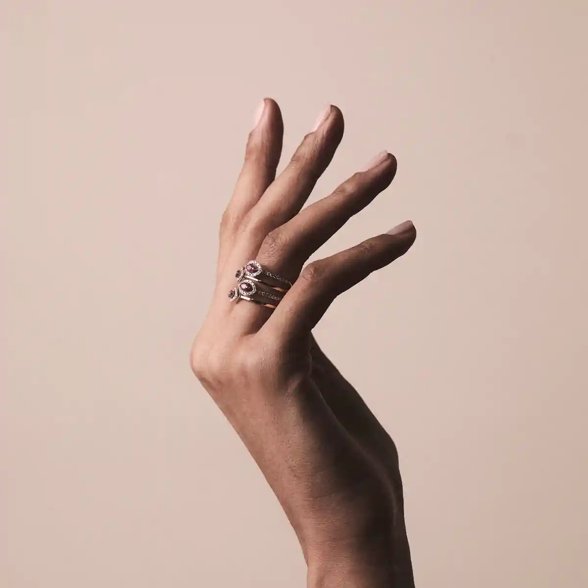 Ruby and Diamond Halo Statement Ring in 18KW Gold - Asteria Collection